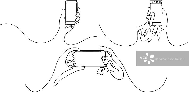 连续线手持智能手机图片素材