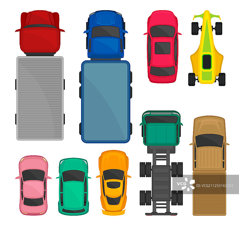 汽车和卡车俯视图城市赛车素材图片素材