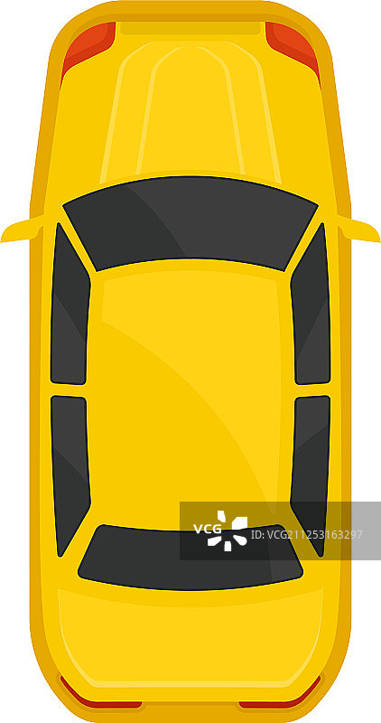 黄色轿车俯视图城市交通车辆图片素材