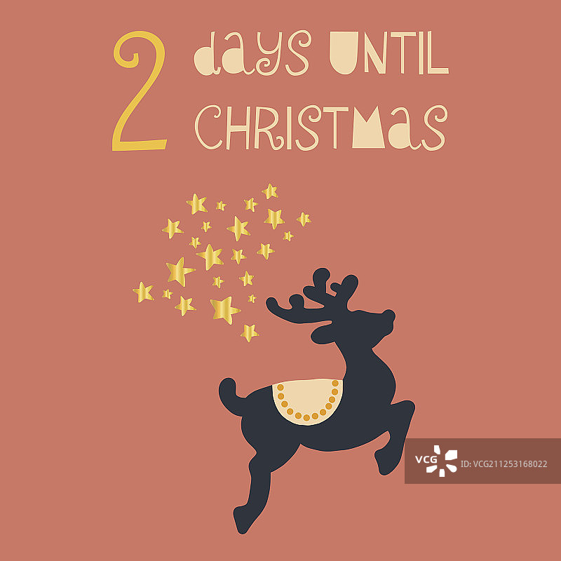 圣诞小鹿倒计时2天图片素材