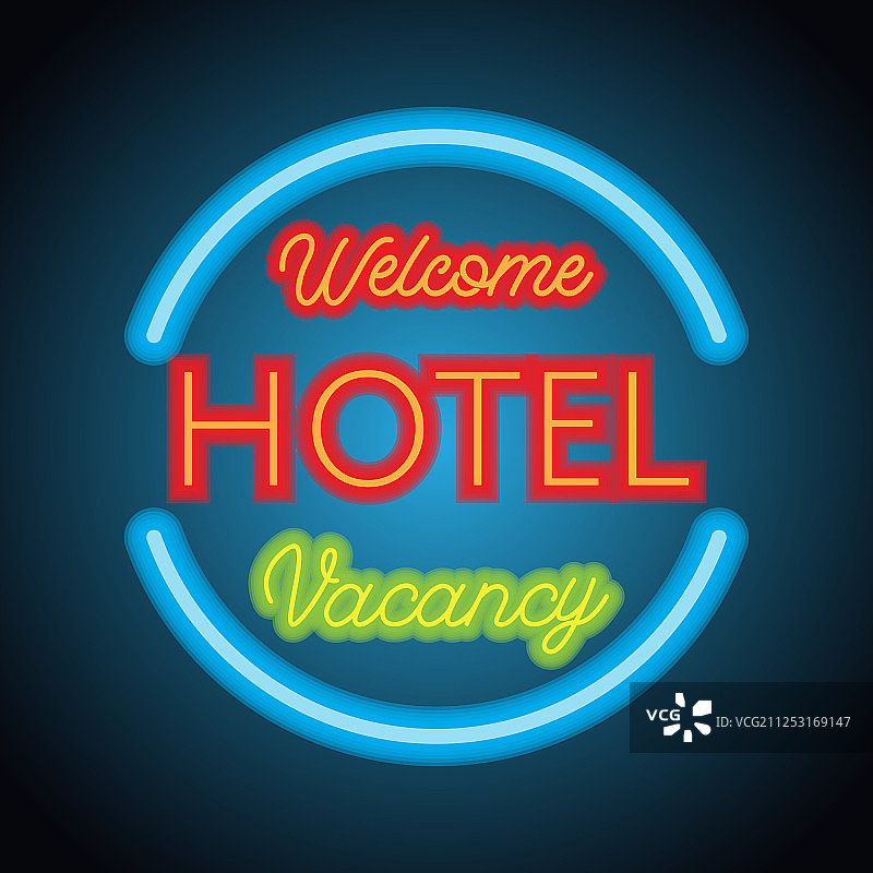 汽车旅馆霓虹灯标志木板图片素材