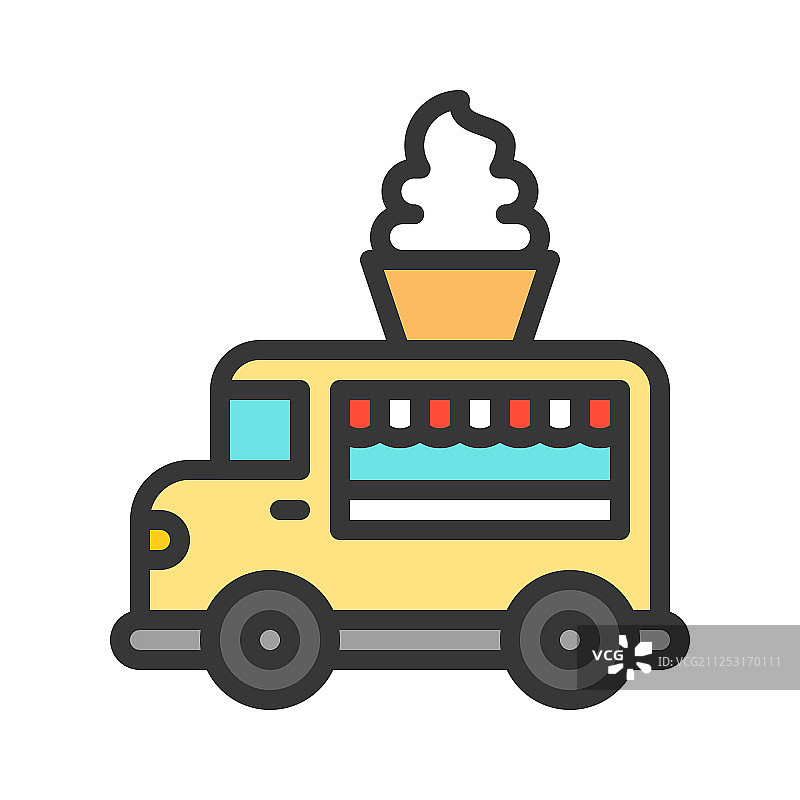 软冰淇淋餐车填充风格图片素材