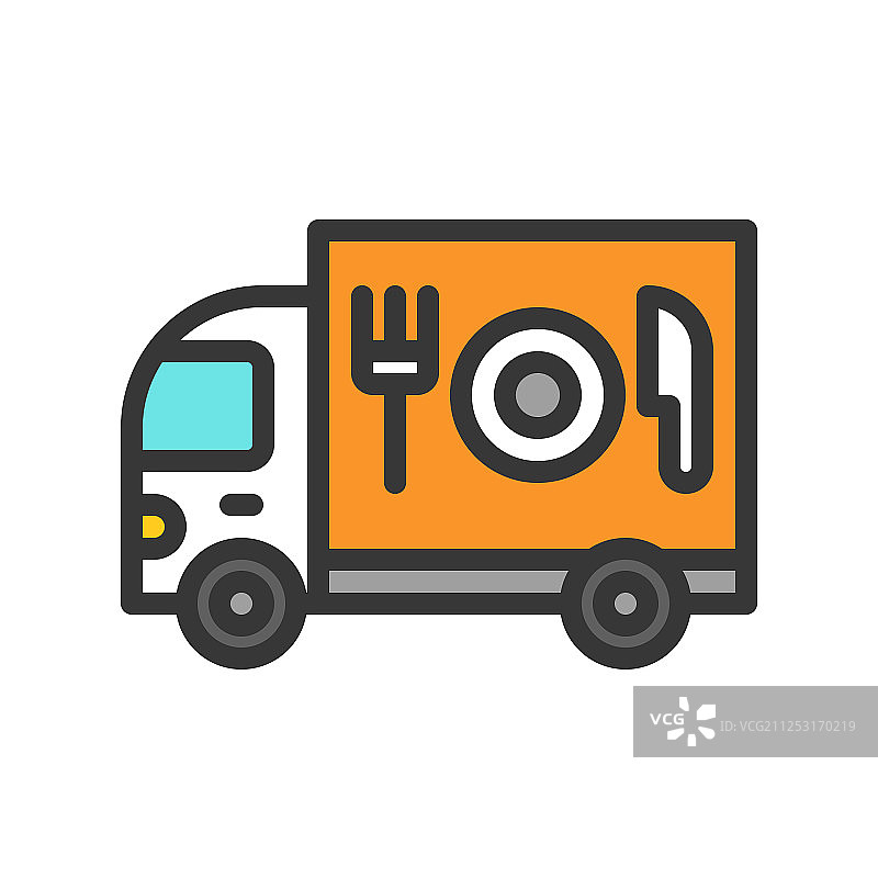 填充风格可编辑描边餐车图标图片素材