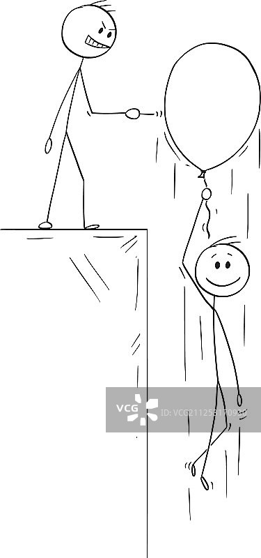 卡通快乐男人或商人飞起来图片素材