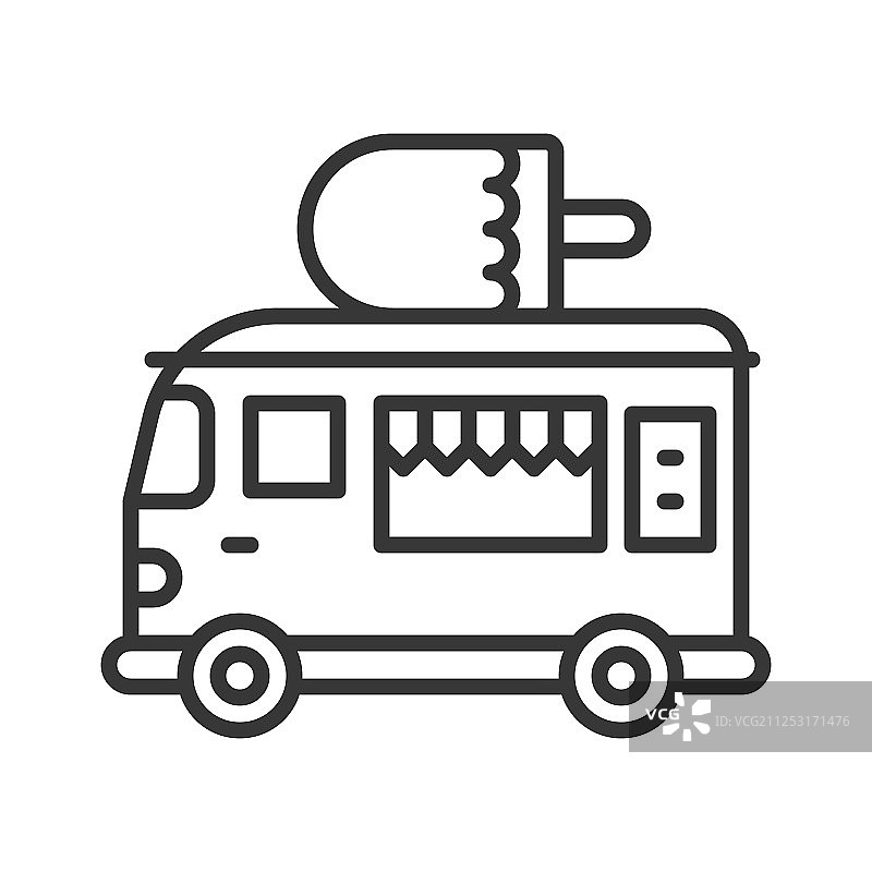 冰淇淋餐车线性风格设计（可编辑）图片素材