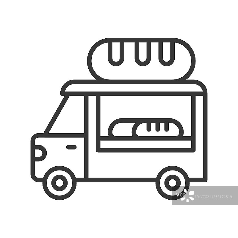 面包车餐车线条风格（可编辑）图片素材