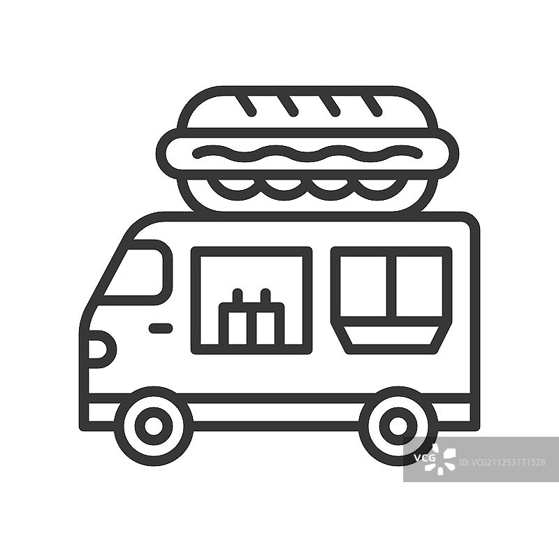 热狗餐车线性风格可编辑图片素材