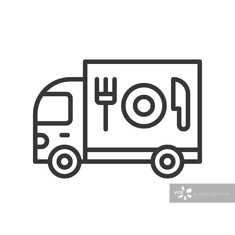 餐车线性可编辑描边图标图片素材