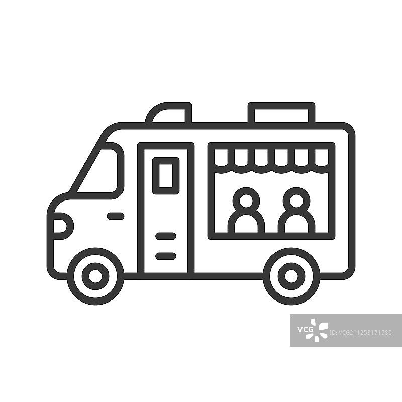 餐车线性可编辑描边图标图片素材