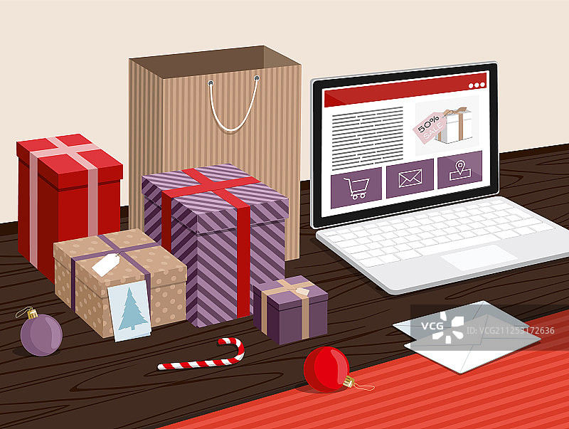 圣诞礼盒和购物袋图片素材