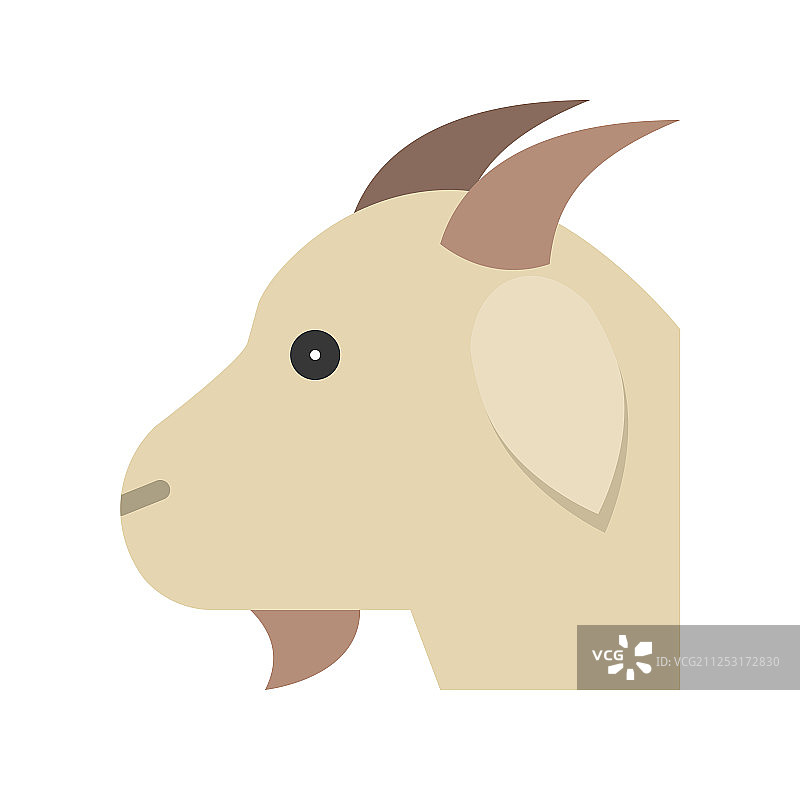 农场动物山羊头像扁平风格图标图片素材