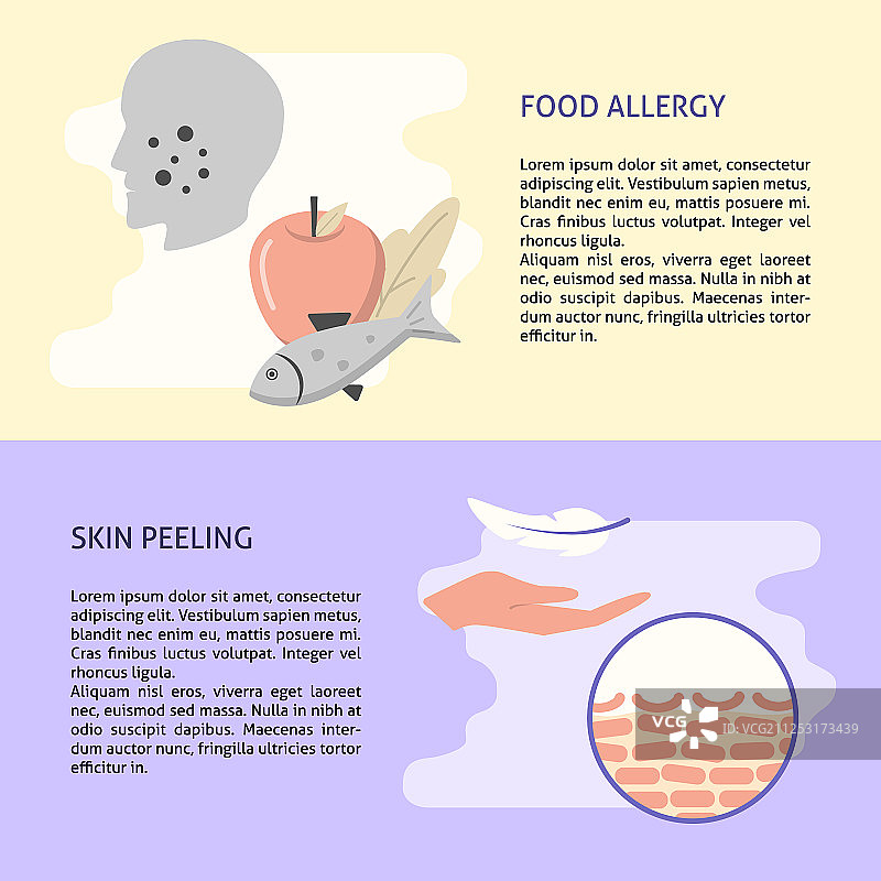 食物过敏和皮肤剥落宣传单模板图片素材