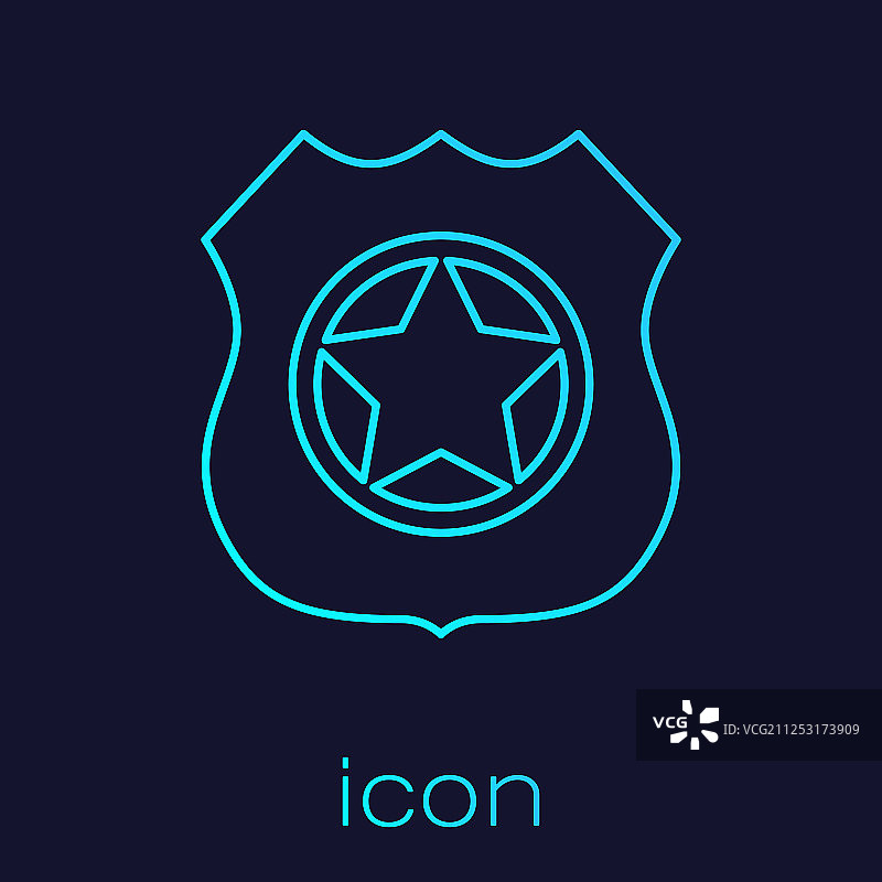 绿松石警徽线条图标图片素材