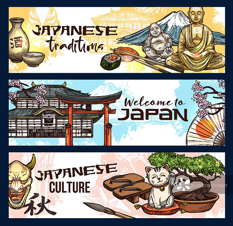 日本历史宗教文化符号图片素材