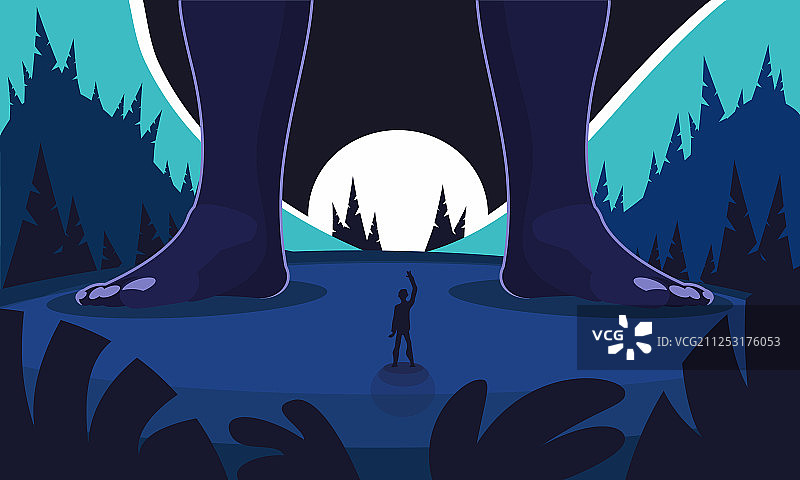 普通男人与巨人的会面图片素材