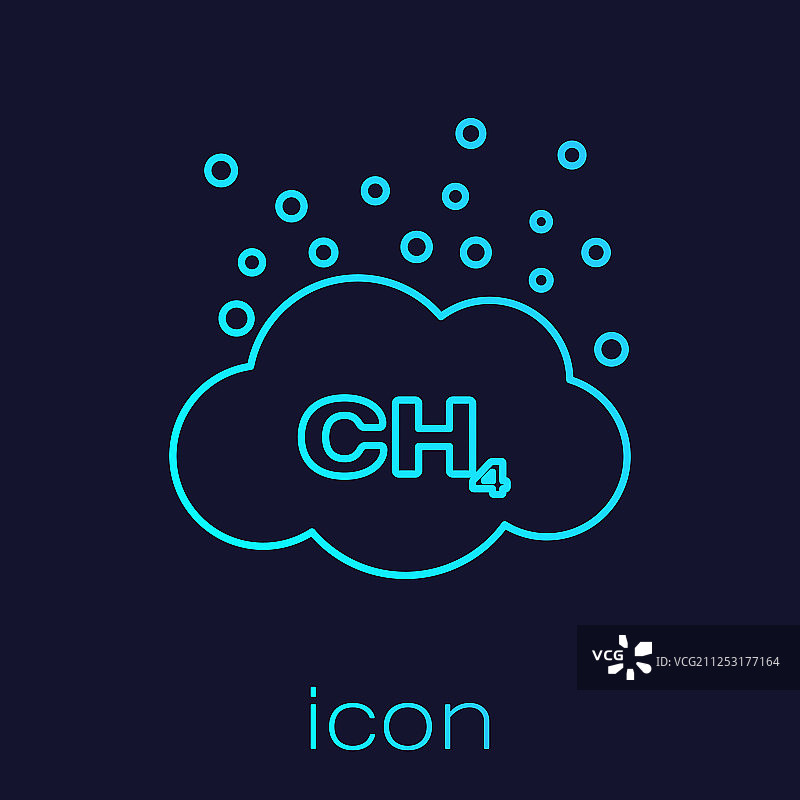 绿松石色甲烷减排线条图标图片素材