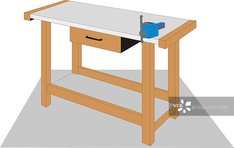 孤立的旧木匠木工工作台图片素材