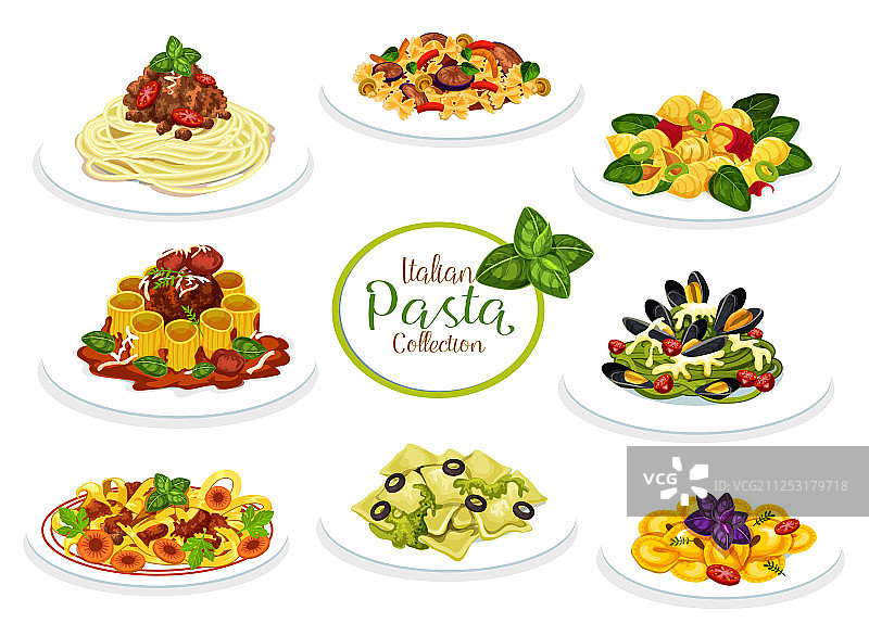 意大利面条和通心粉菜肴图片素材