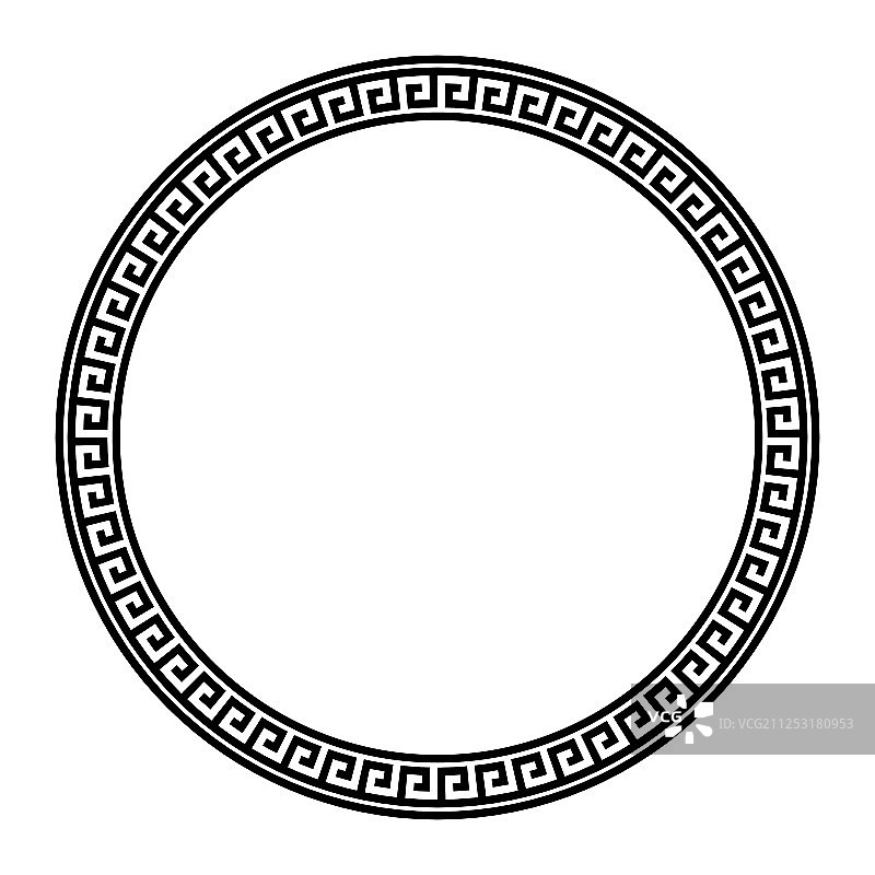 希腊回纹圆形边框，埃及亚述风格图片素材