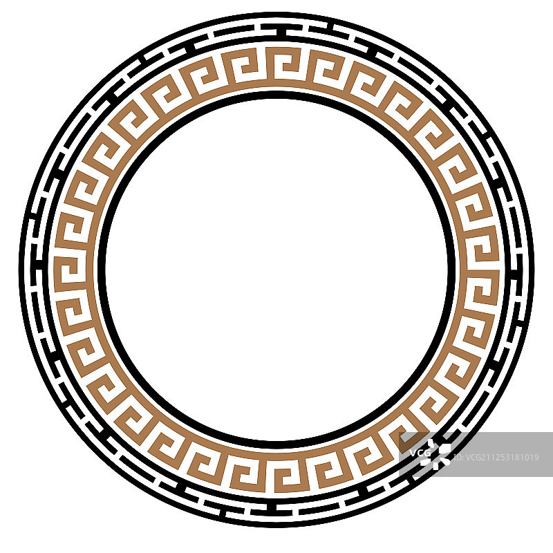 希腊回纹圆形边框，埃及亚述风格图片素材