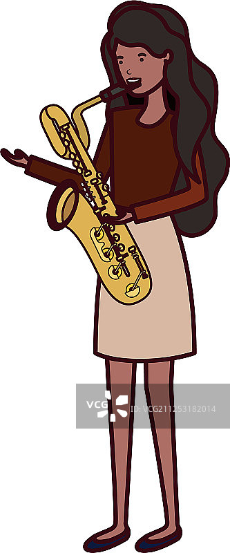 吹萨克斯的年轻女人图片素材