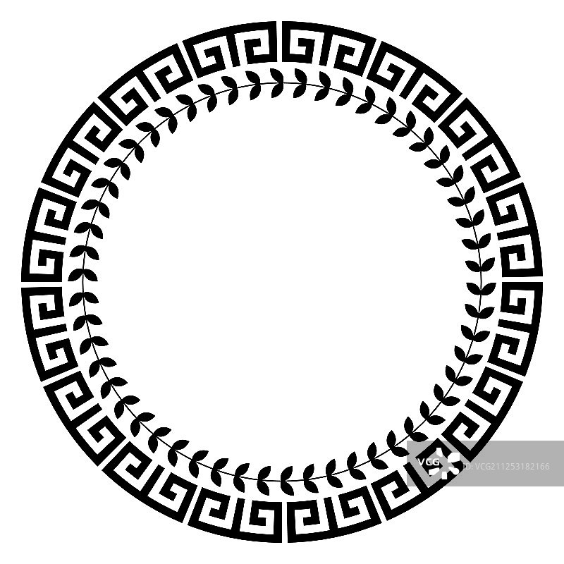 希腊回纹圆形边框，埃及亚述风格图片素材