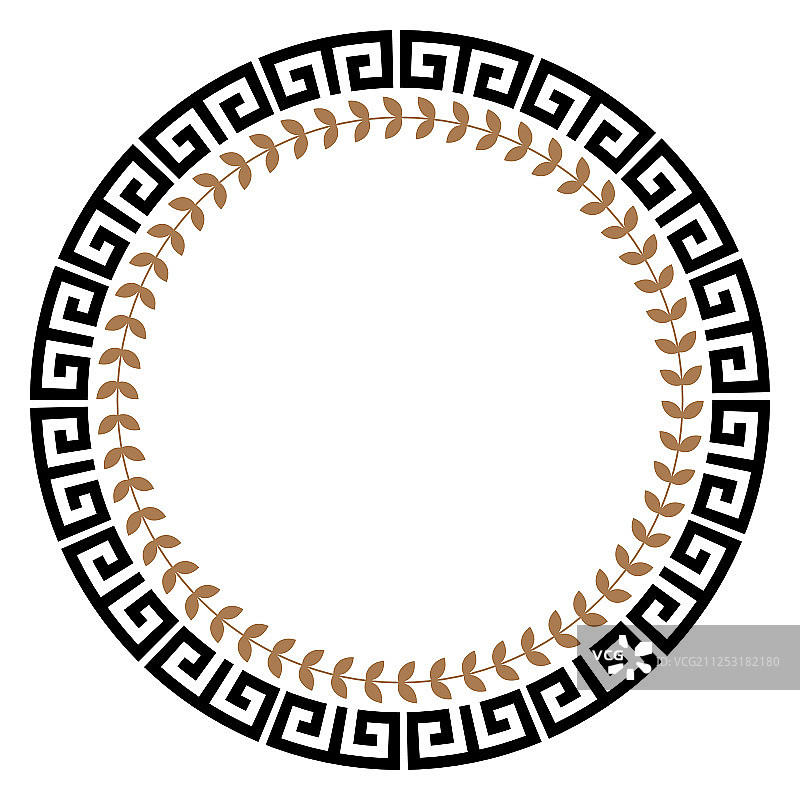希腊回纹圆形边框，埃及亚述风格图片素材