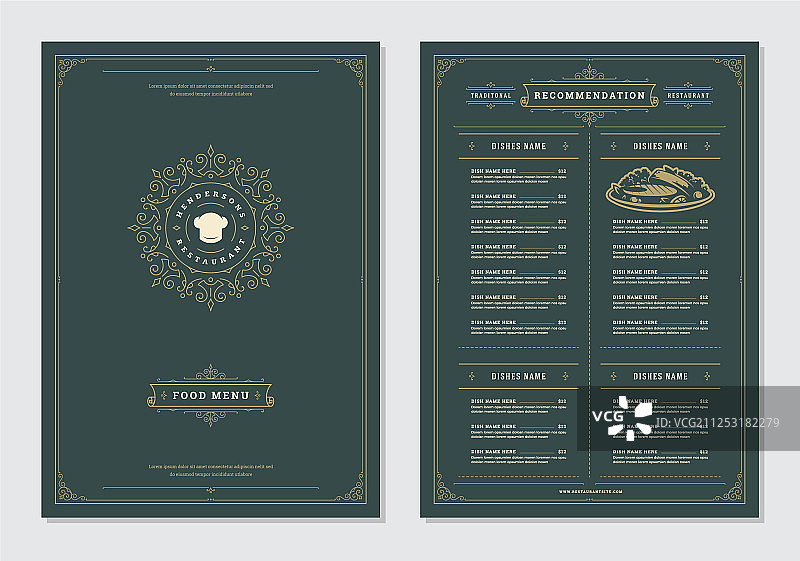 餐厅菜单设计和logo宣传册图片素材