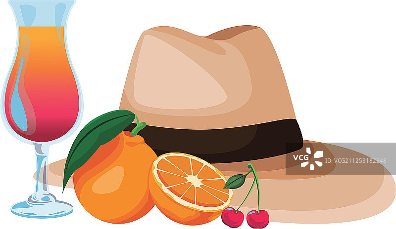 带有鸡尾酒的巴拿马帽图片素材