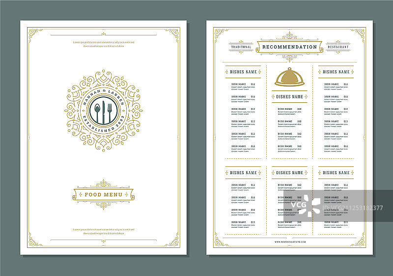 餐厅菜单设计和logo宣传册图片素材