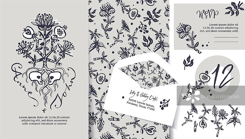 生命之树婚礼文具套装图片素材