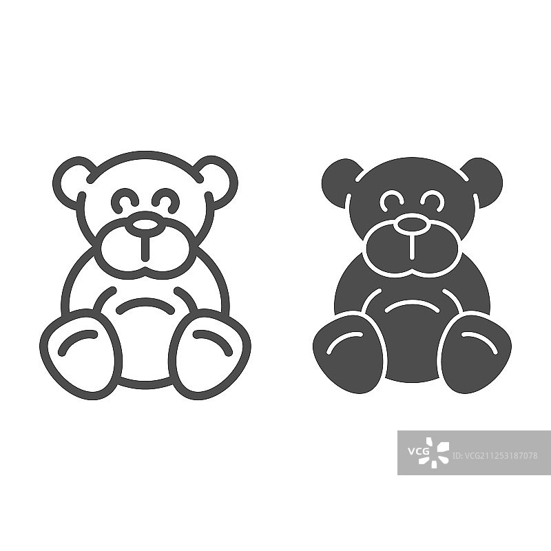 泰迪熊线条和图案图标毛绒玩具图片素材