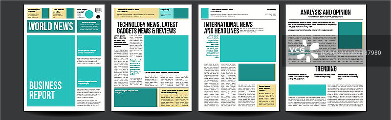 逼真的报纸页面模板新闻图片素材