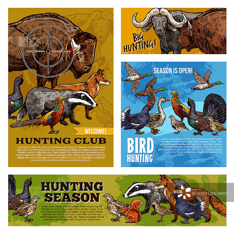 猎人瞄准狩猎动物和鸟类图片素材