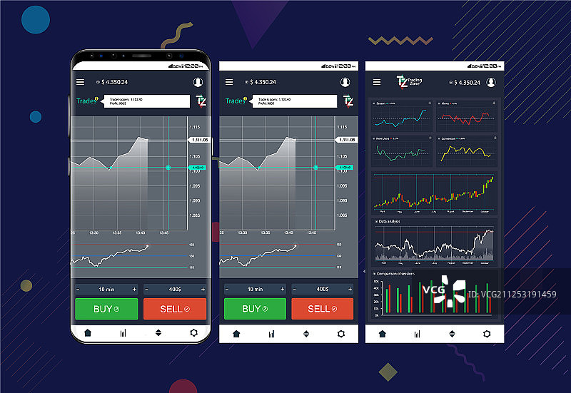 手机屏幕上的交易App图片素材