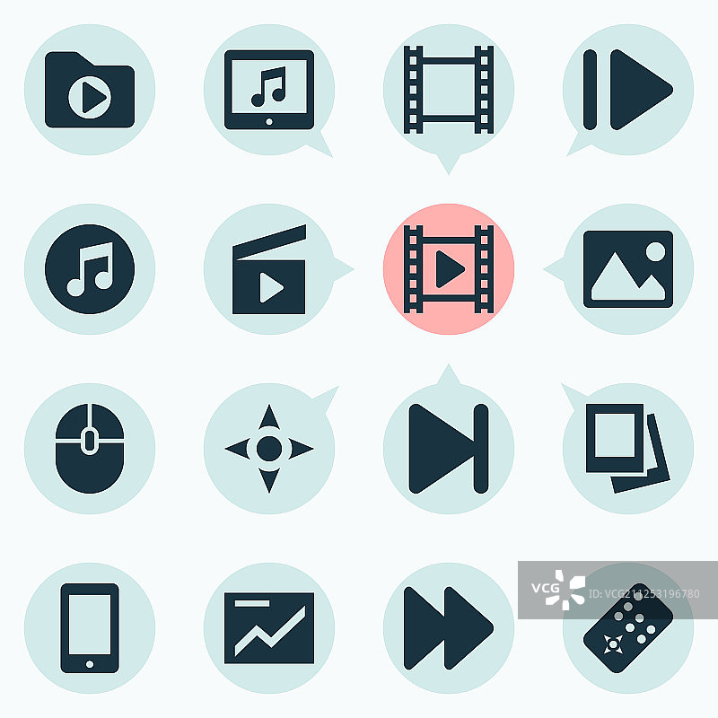 媒体图标，带快进场记板图片素材