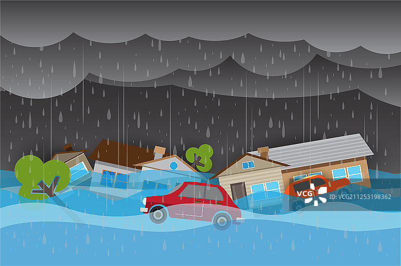 城市洪水：城市街道上的洪水图片素材