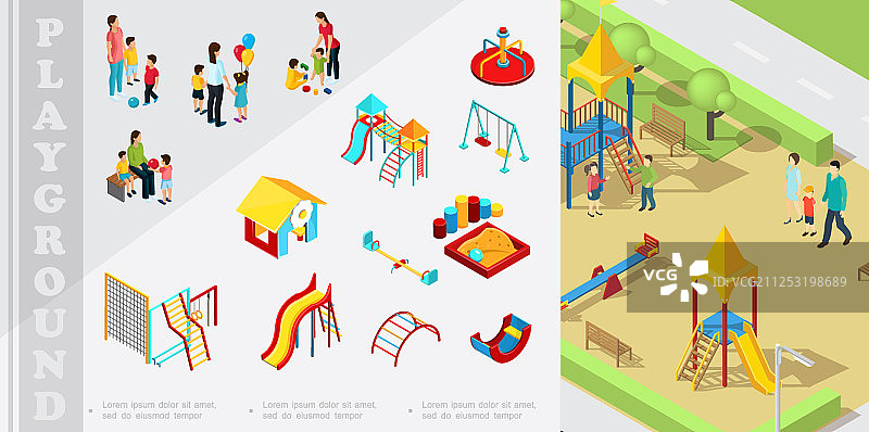 2.5D儿童游乐场元素组合图片素材