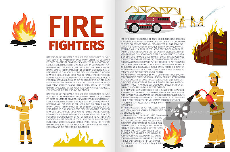 卡通灭火场景图片素材