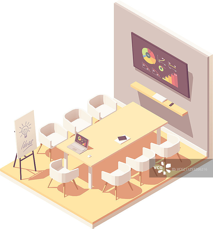 2.5D办公室会议室内部图片素材