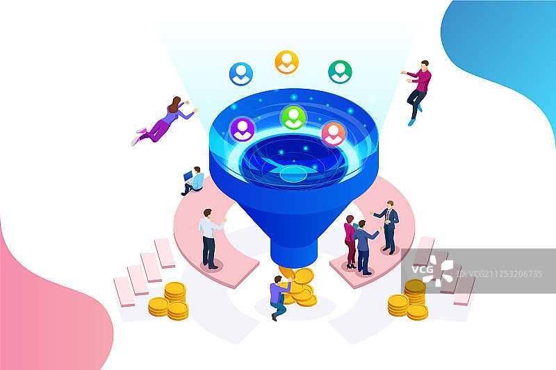 2.5D在线销售漏斗客户生成图片素材