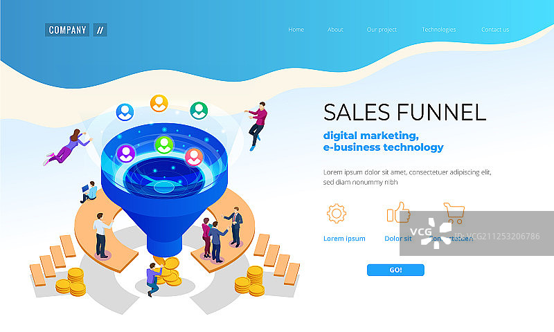 2.5D在线销售漏斗客户生成图片素材