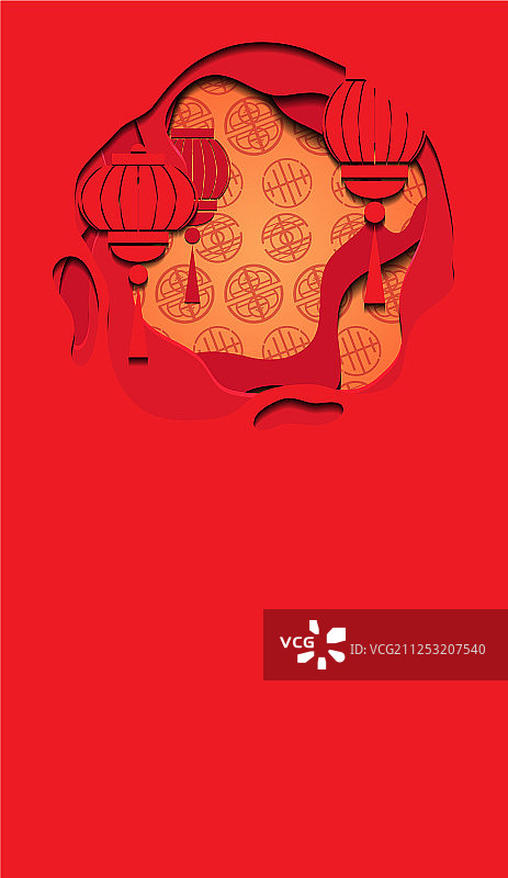 中国风红色贺卡竖版banner图片素材