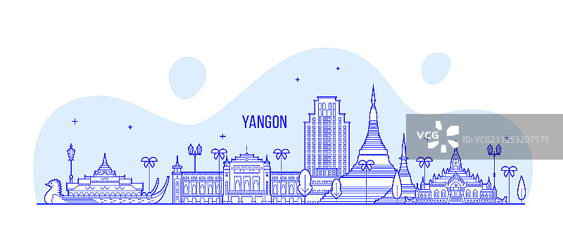 仰光城市天际线图片素材