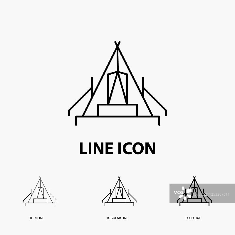 细线条帐篷露营地户外图标图片素材