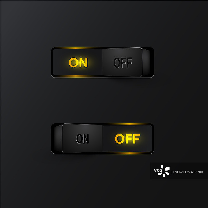 黑色背景上的逼真黑色开关图片素材