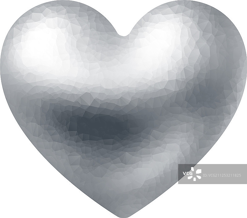 白色背景上的银色多边形心形图片素材