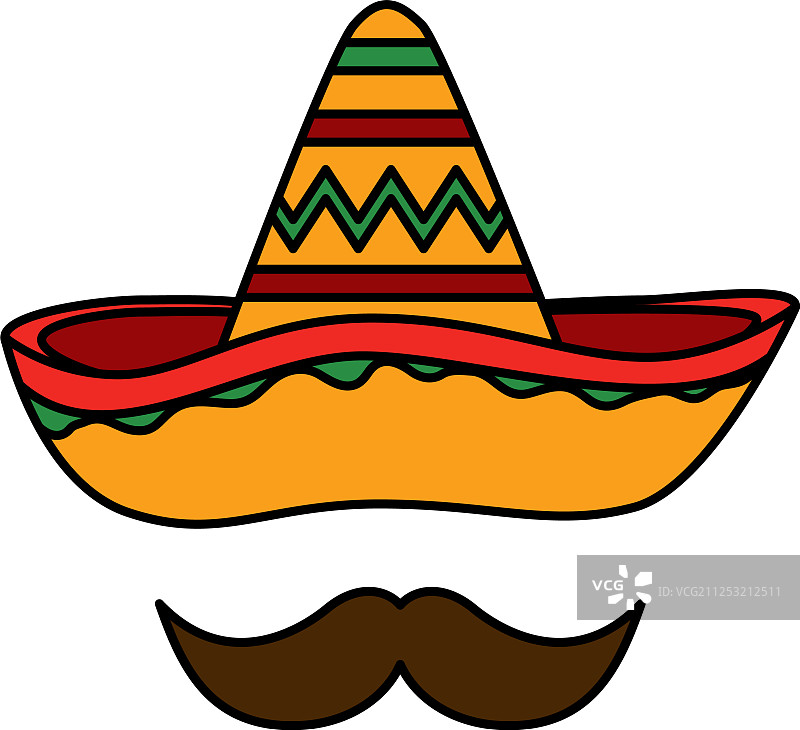 墨西哥帽子和墨西哥流浪乐队胡须图片素材