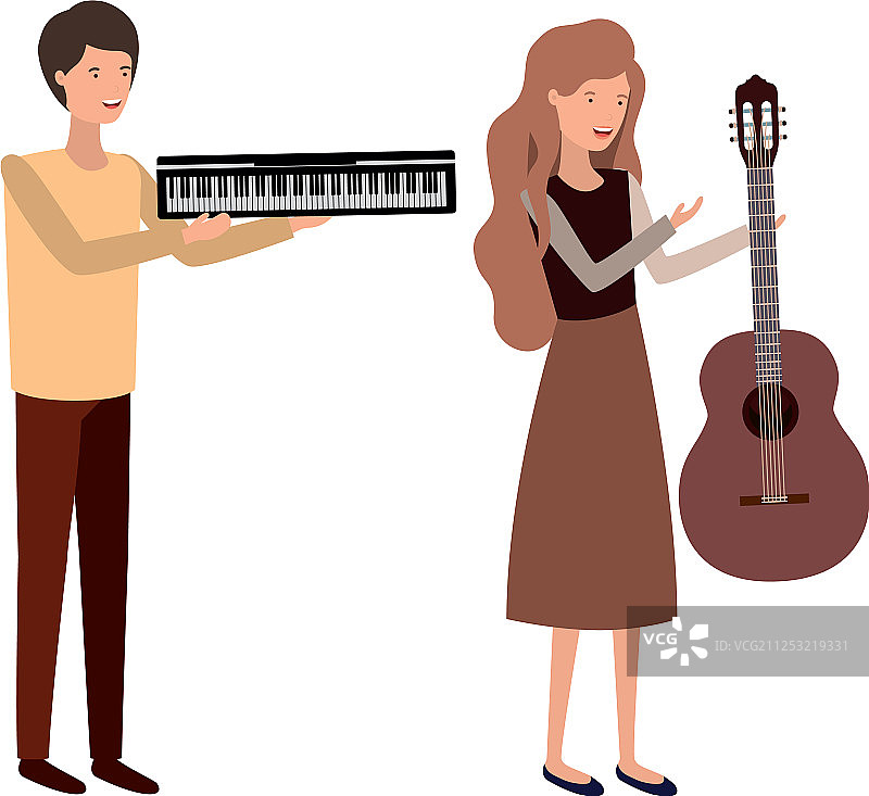 情侣与乐器头像角色图片素材