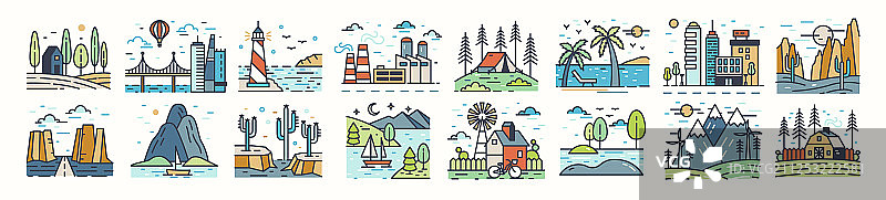 景观图标或符号合集图片素材